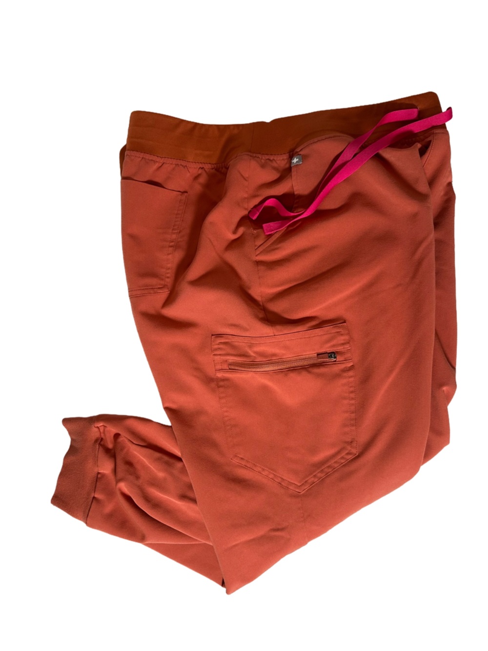 Figs Terracotta Zamora (Retired Color) Joggers with Pink Drawstring - Picture 6 of 7